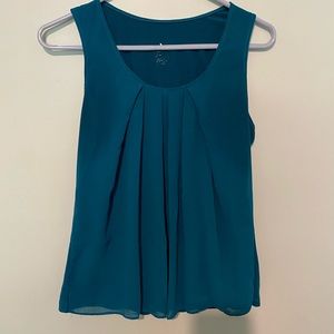Teal chiffon pleat tank